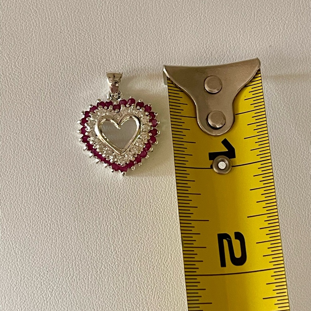 Genuine Ruby/CZ Heart Slider Pendant - Picture 10 of 11